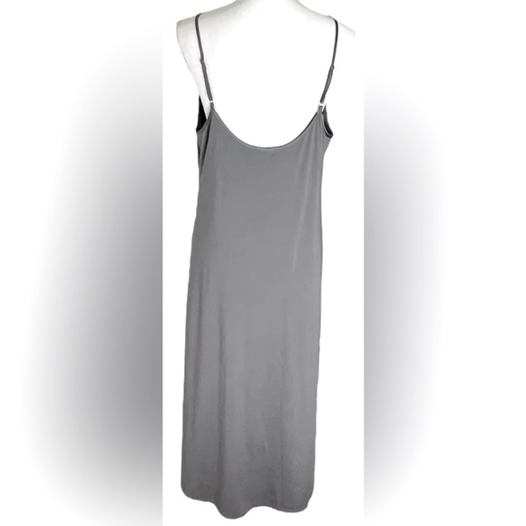 H Halston Strappy Dove Gray Cami Slip Dress w Double Front Slits - Picture 5 of 7